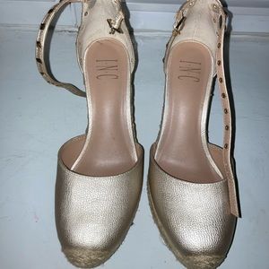 Gold Metallic Wedges by INC